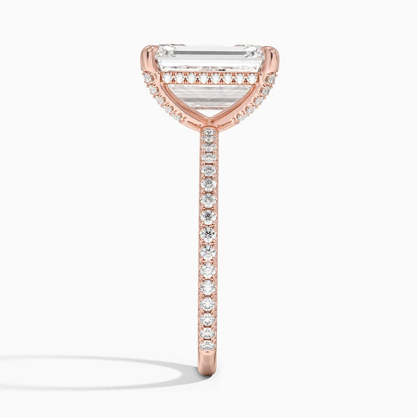 ecomposer-view with diamond shape-emerald, ecomposer-metal type-rose-gold-18k