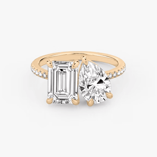 ecomposer-view with diamond shape-emerald-and-pear,ecomposer-metal type-rose-gold-18k