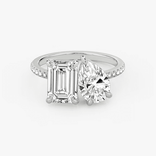 ecomposer-view with diamond shape-emerald-and-pear,ecomposer-metal type-white-gold-18k