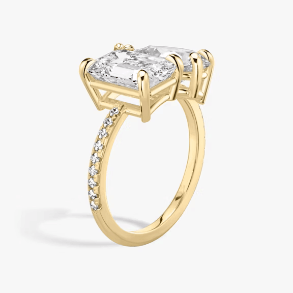 ecomposer-view with diamond shape-emerald-and-pear,ecomposer-metal type-rose-gold-18k