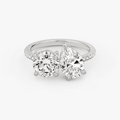 ecomposer-view with diamond shape-round-and-pear,ecomposer-metal type-white-gold-18k