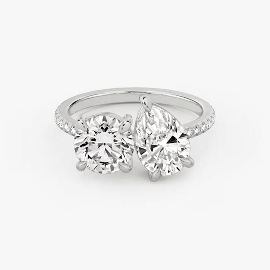 ecomposer-view with diamond shape-round-and-pear,ecomposer-metal type-white-gold-18k