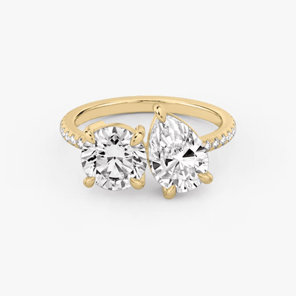 ecomposer-view with diamond shape-round-and-pear,ecomposer-metal type-yellow-gold-18k