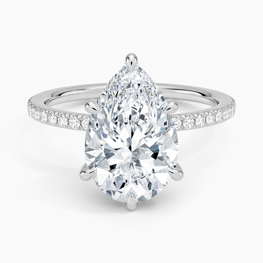 ecomposer-view with diamond shape-pear, ecomposer-metal type-white-gold-18k