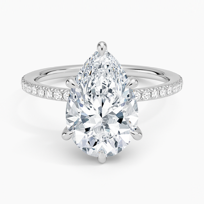 ecomposer-view with diamond shape-pear, ecomposer-metal type-white-gold-18k