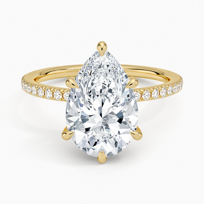 ecomposer-view with diamond shape-pear, ecomposer-metal type-yellow-gold-18k