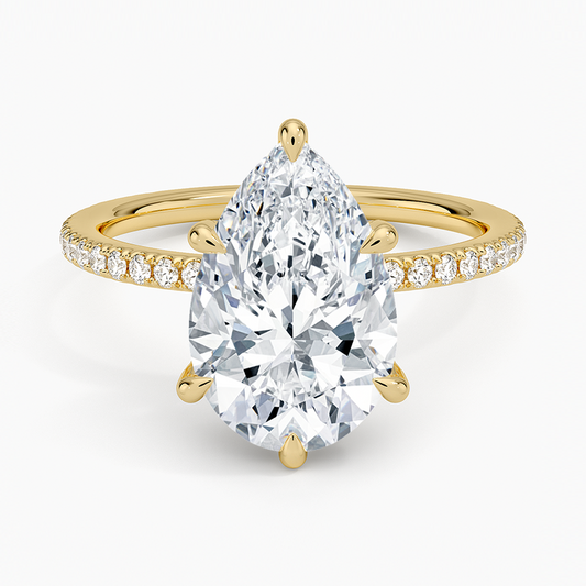 ecomposer-view with diamond shape-pear, ecomposer-metal type-yellow-gold-18k