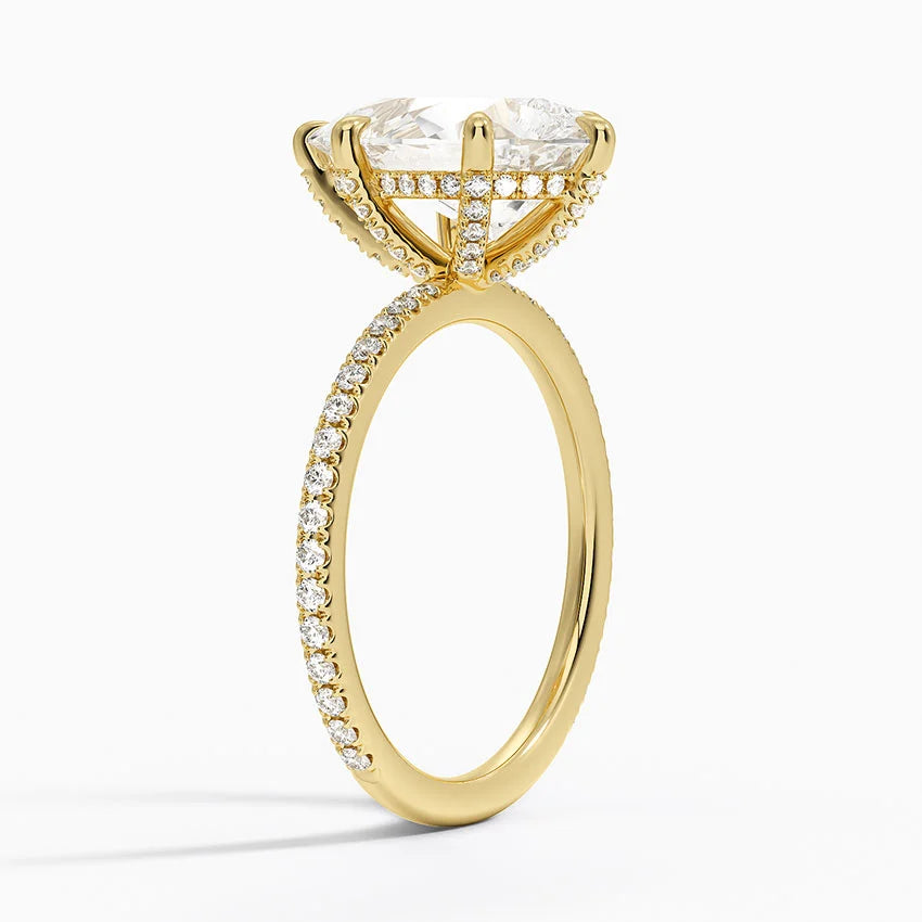 ecomposer-view with diamond shape-pear, ecomposer-metal type-yellow-gold-18k