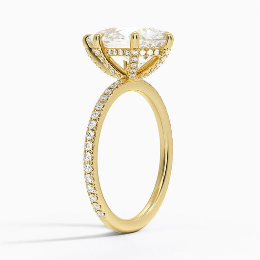ecomposer-view with diamond shape-pear, ecomposer-metal type-yellow-gold-18k