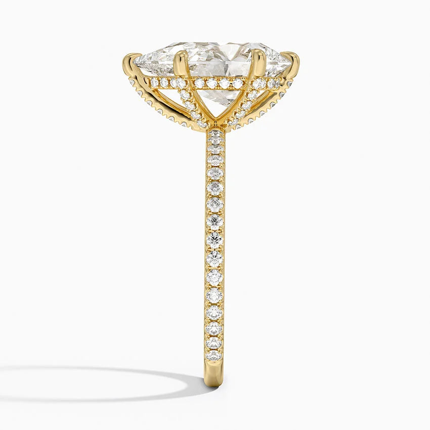 ecomposer-view with diamond shape-pear, ecomposer-metal type-yellow-gold-18k