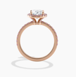 Halo Fancy Pink Pave Oval Lab Diamond Ring in Rose Gold 18K