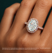 Halo Fancy Pink Pave Oval Lab Diamond Ring in Rose Gold 18K