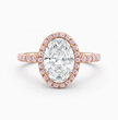 Halo Fancy Pink Pave Oval Lab Diamond Ring in Rose Gold 18K