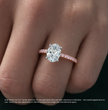Fancy Pink Pave Oval Lab Diamond Ring in Rose Gold 18K