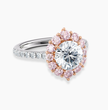 Fancy Pink Vintage Halo Round Lab Diamond Ring in White and Rose Gold 18K