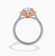 Fancy Pink Vintage Halo Round Lab Diamond Ring in White and Rose Gold 18K