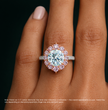 Fancy Pink Vintage Halo Round Lab Diamond Ring in White and Rose Gold 18K