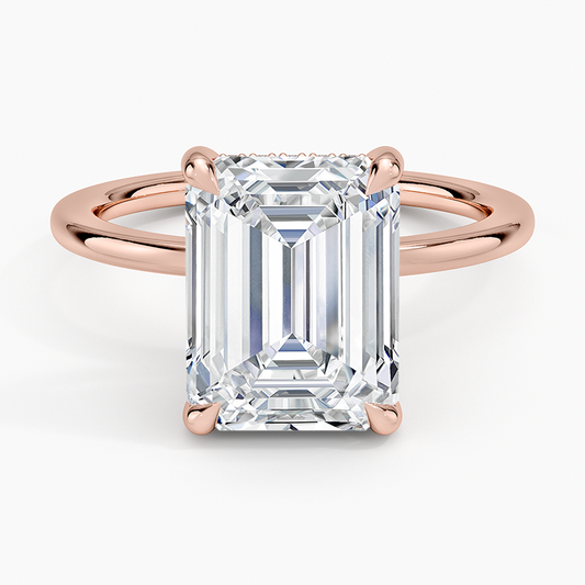 ecomposer-view with diamond shape-emerald, ecomposer-metal type-rose-gold-18k