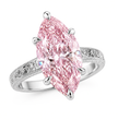 A marquise-cut pink diamond ring set in a silver-toned metal band with decorative milgrain detailing, shown on a plain white background, ecomposer-metal type-white-gold-18k