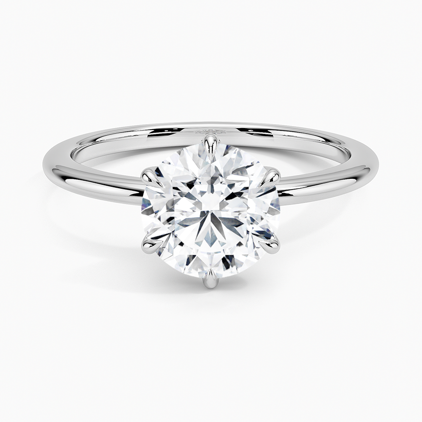 Solitaire engagement ring with round 1.5ct lab-grown diamond in six-prong white gold setting