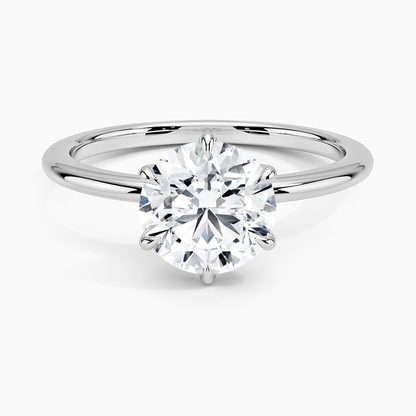Solitaire engagement ring with round 1.5ct lab-grown diamond in six-prong white gold setting