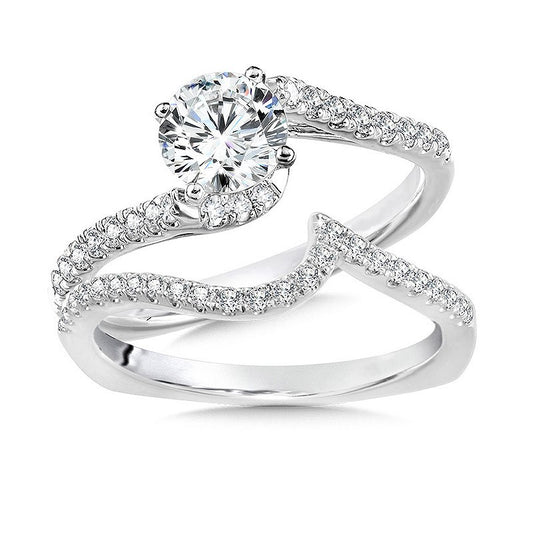 Aisha Double Band Unique Lab Grown Diamond Engagement Ring in 18k Gold - Round - 1 ct