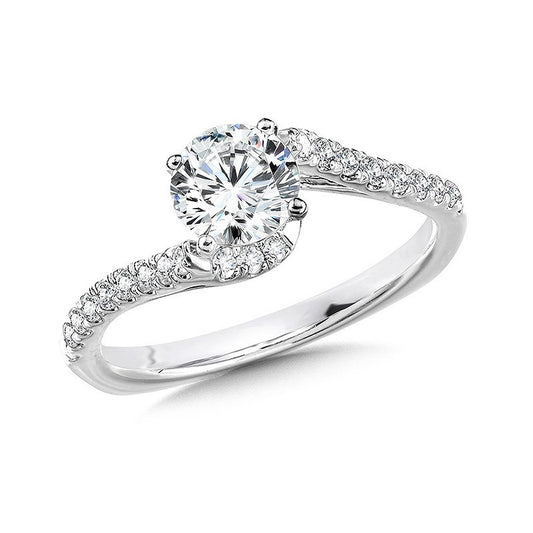 Aisha Double Band Unique Lab Grown Diamond Engagement Ring in 18k Gold - Round - 1 ct