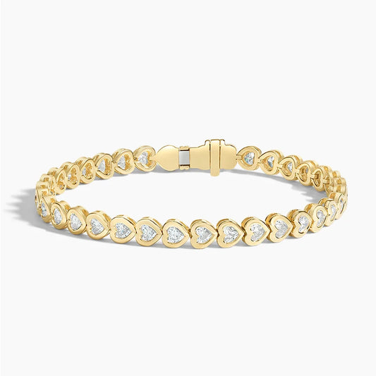 Bracelet | Yellow Gold | Bezel | Heart | 3.33 ct