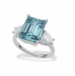 Trilogy Fancy Colored Lab Diamond Ring (Heart Side Diamonds) in White Gold 18K