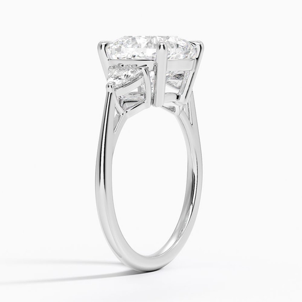 Trilogy Trillion Sides Lab Grown Diamond Engagement Ring in 18k Gold - Cushion