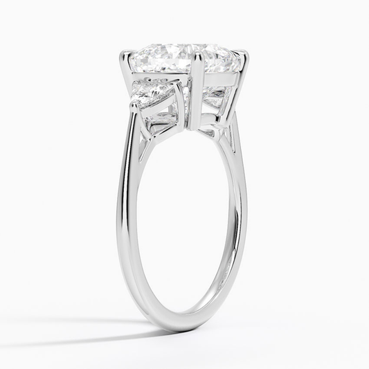 Trilogy Trillion Sides Lab Grown Diamond Engagement Ring in 18k Gold - Cushion