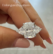 Trilogy Trillion Sides Lab Grown Diamond Engagement Ring in 18k Gold - Cushion