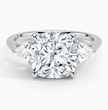 Trilogy Trillion Sides Lab Grown Diamond Engagement Ring in 18k Gold - Cushion