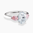 Trilogy (Fancy Pink Pear Side-Stones) Oval Lab Diamond Ring in White Gold 18K