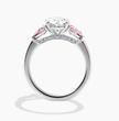 Trilogy (Fancy Pink Pear Side-Stones) Oval Lab Diamond Ring in White Gold 18K