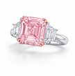 Trilogy Fancy Pink Asscher (Trapezoid Side Diamonds) Lab Diamond Ring in White Gold 18K