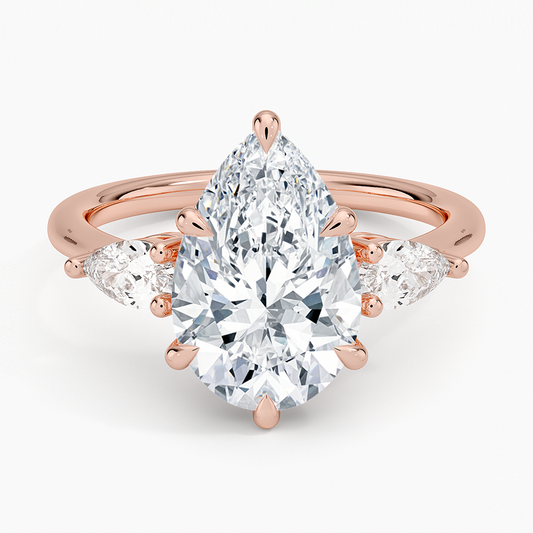 ecomposer-view with diamond shape-pear, ecomposer-metal type-rose-gold-18k
