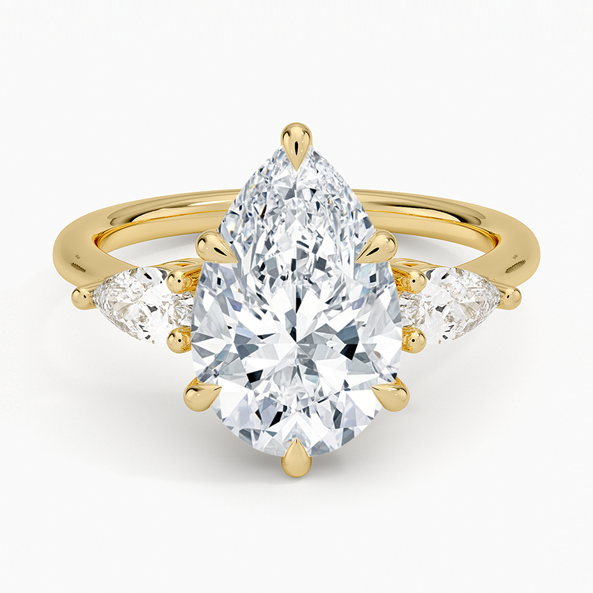 ecomposer-view with diamond shape-pear, ecomposer-metal type-yellow-gold-18k