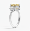 Trilogy Fancy Yellow Cushion (Half-Moon Sides-Stones) Lab Diamond Ring in White Gold 18K
