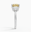 Trilogy Fancy Yellow Cushion (Half-Moon Sides-Stones) Lab Diamond Ring in White Gold 18K