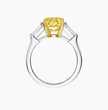 Trilogy (Baguette Side Diamonds) Fancy Yellow Oval Lab Grown Diamond Ring in White Gold 18K
