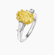 Trilogy (Baguette Side Diamonds) Fancy Yellow Oval Lab Grown Diamond Ring in White Gold 18K