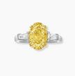 Trilogy (Baguette Side Diamonds) Fancy Yellow Oval Lab Grown Diamond Ring in White Gold 18K
