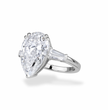 Trilogy Tapered Baguette Sides Lab Grown Diamond Engagement Ring in 18k Gold - Pear