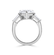 Trilogy Tapered Baguette Sides Lab Grown Diamond Engagement Ring in 18k Gold - Pear