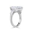 Trilogy Tapered Baguette Sides Lab Grown Diamond Engagement Ring in 18k Gold - Pear