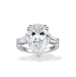 Trilogy Tapered Baguette Sides Lab Grown Diamond Engagement Ring in 18k Gold - Pear