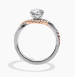 Twisted Fancy Pink Pave Round Lab Diamond Ring in White and Rose Gold 18K