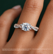 Twisted Fancy Pink Pave Round Lab Diamond Ring in White and Rose Gold 18K