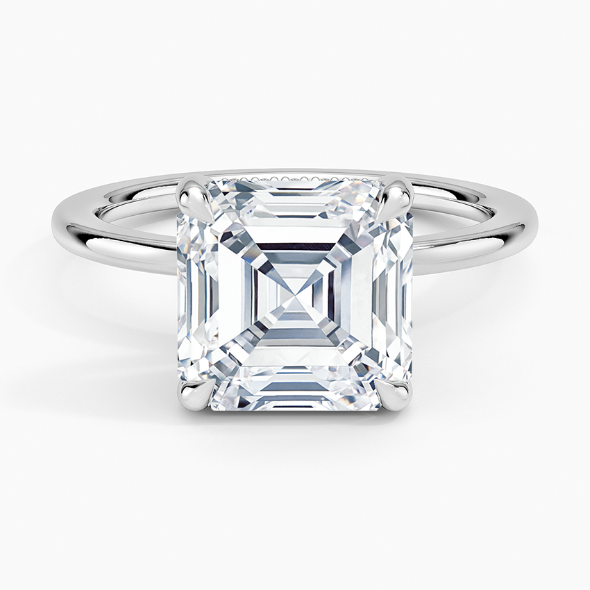 ecomposer-view with diamond shape-asscher, ecomposer-metal type-white-gold-18k